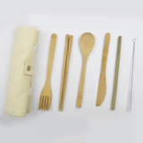 Bamboo Cutlery Set with Canvas Pouch