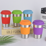 Stainless Steel Mug with Silicone Sleeve and Cover