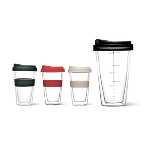 Double wall Glass Tumbler with Silicone Sleeve and Cover